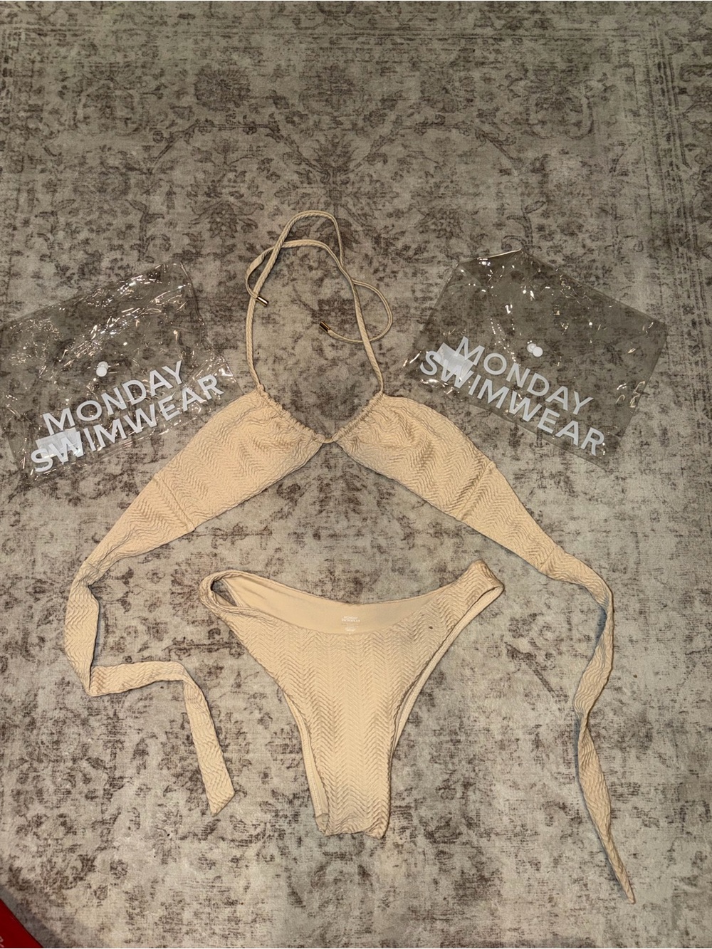 Monday Swimwear Copacabana Top and Byron Botton- Vanilla chevron